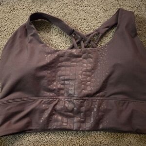 Women's Purple Brown Sports Bra Size L Criss Cross Straps